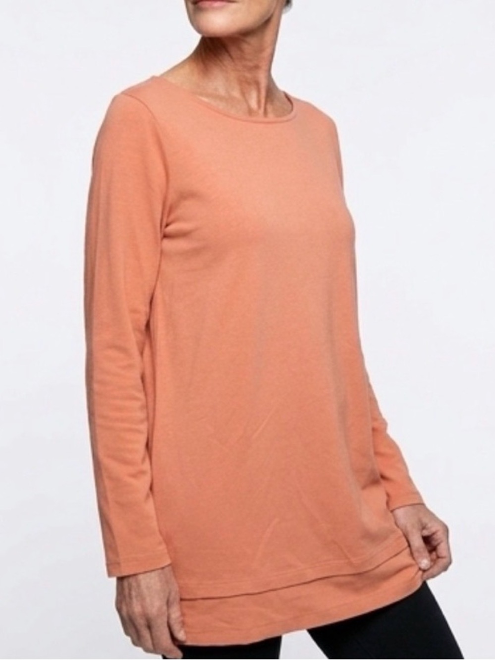 Pure Jill Pima Cotton Modal Ribbed Pocket Top Peach Coral Medium Petite MP‎